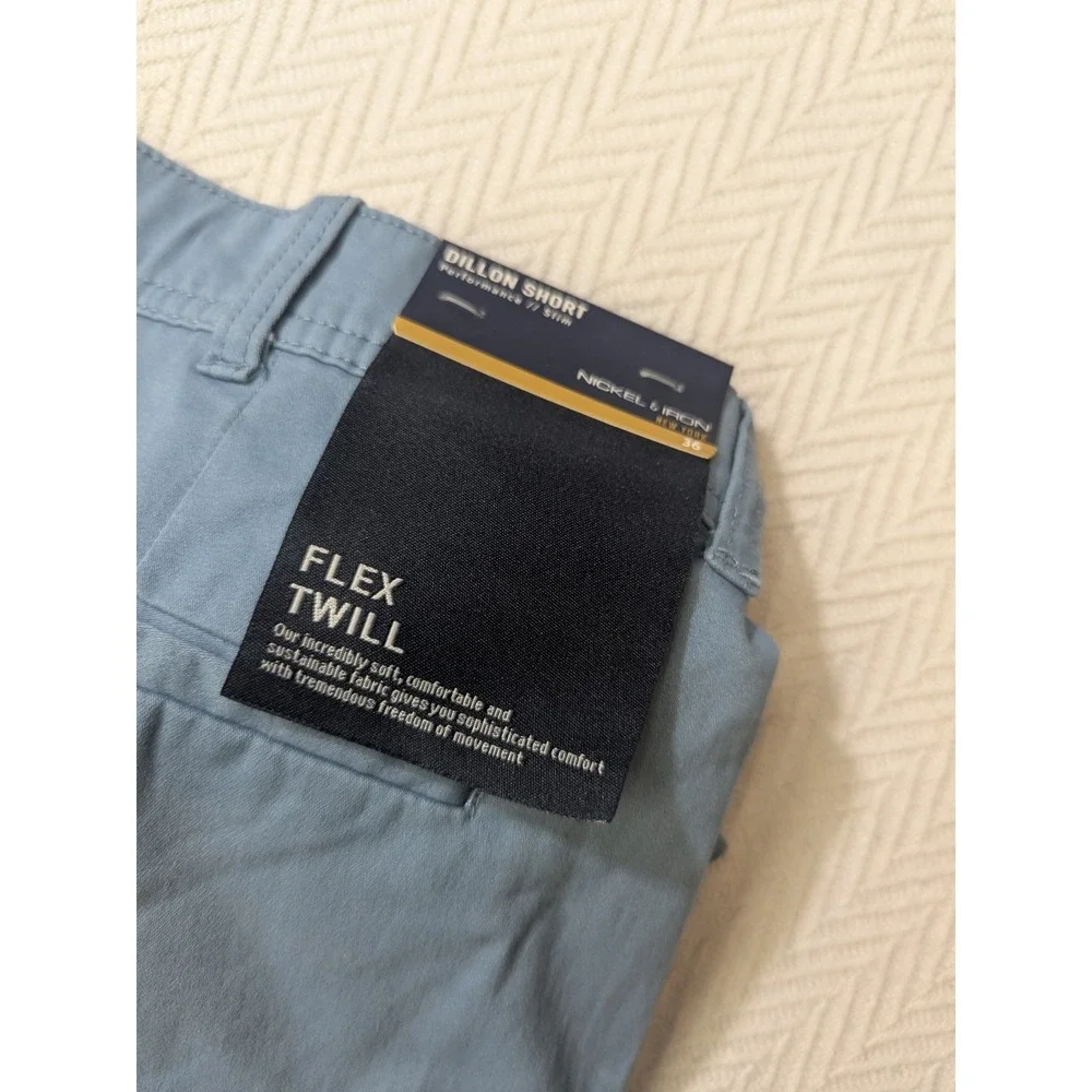 Nickel & Iron‎ Mens Stretch Chino Shorts Blue Gray NWT Form Function
